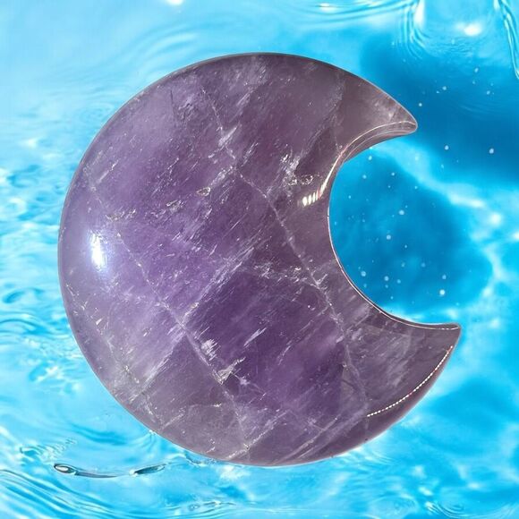 Amethyst Crystal Crescent Moon Carving Meditation Stone‎ (15) - Picture 1 of 10